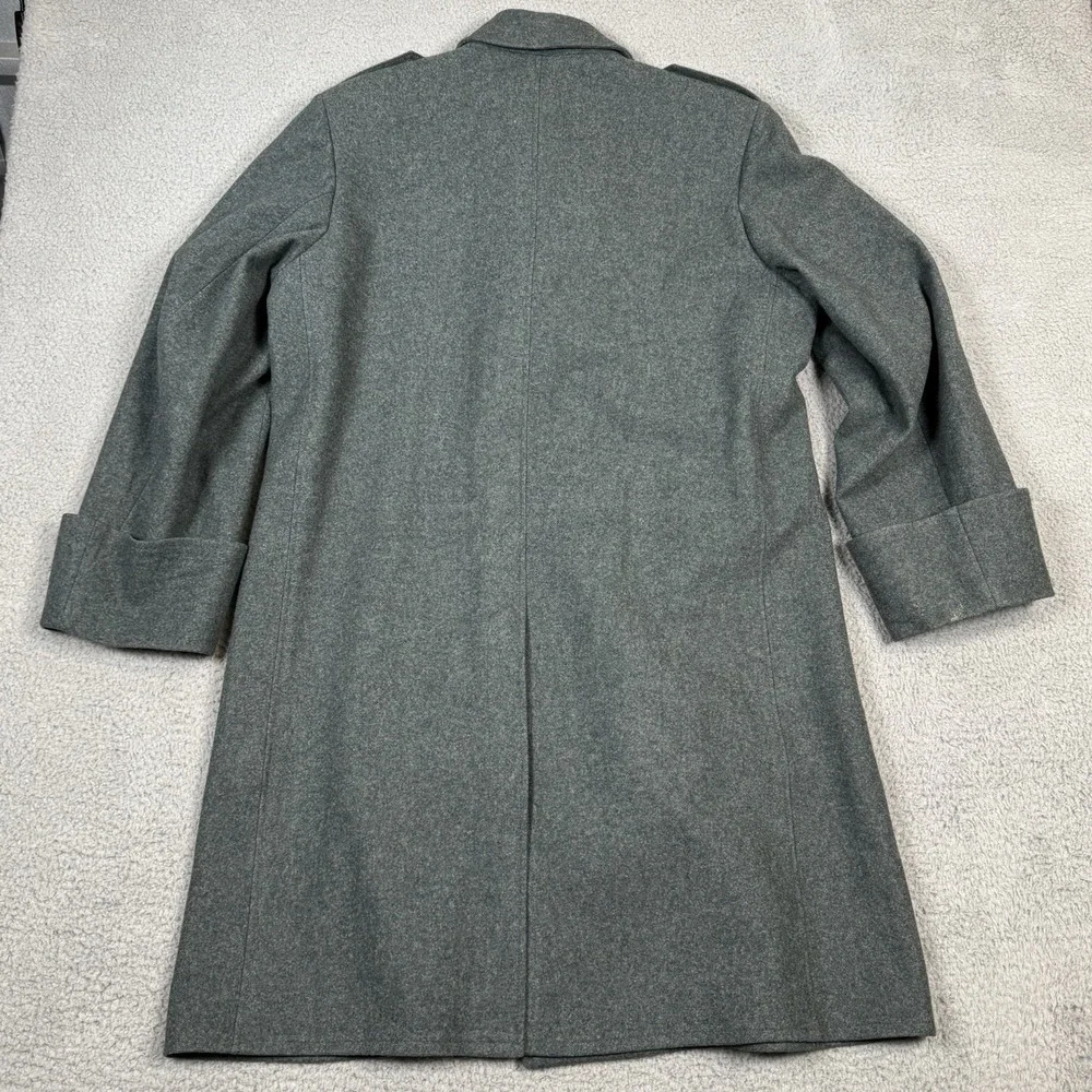 Vtg Swiss Army Pea Coat 46 BB Green‎ Wool Trench Military Jacket Double Breasted